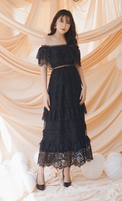 Đầm dự tiệc maxi ren trễ vai cao cấp kèm ảnh thật | BigBuy360 - bigbuy360.vn