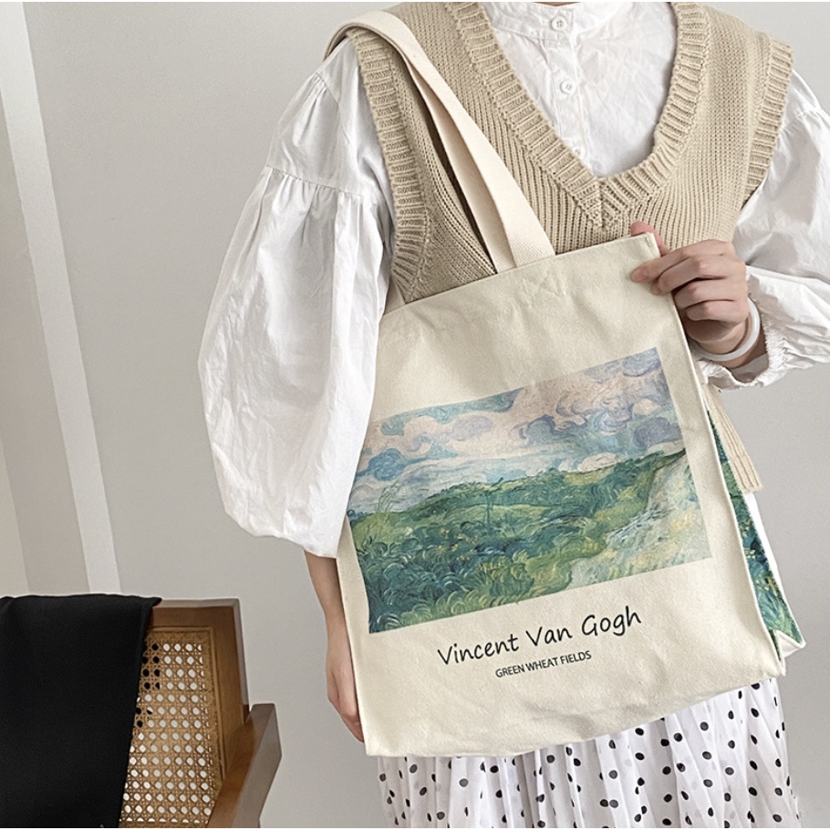 T280-281-282/[HÀNG MỚI VỀ] Túi vải túi tote vintage với chất liệu canvas dày dặn và khoá kéo cực kì thời trang