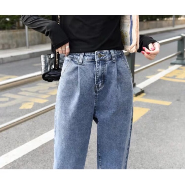 Quần baggy jean chít ly thêu túi mã 3.901, hình thật và video