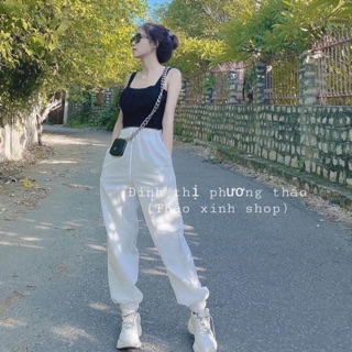 Set áo đũi đen mix quần bom trắng cực xinh
