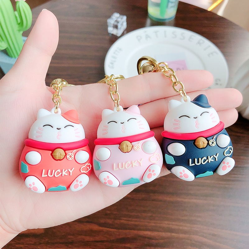 Móc khóa mèo may mắn lucky nhiều màu xinh xắn MMM - Móc khoá