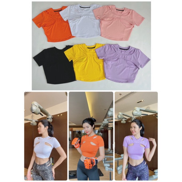 Greentea Croptop Áo Tập Gym Cut Out Siêu Xinh