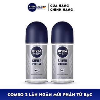 Combo 2 Lăn Khử Mùi Nam Nivea Men Silver Protect 50ml x 2 chai Phân Tử Bạc ngăn mùi 48h