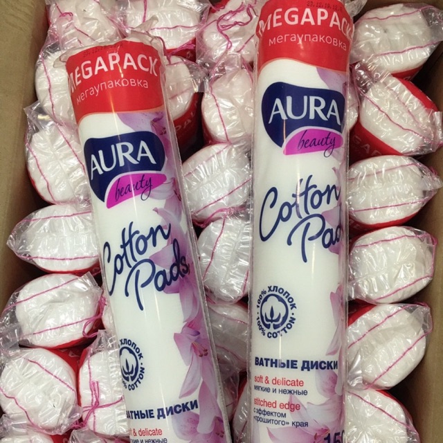 bông tẩy trang aura 150 miếng của nga- hàng sẵn kho có video