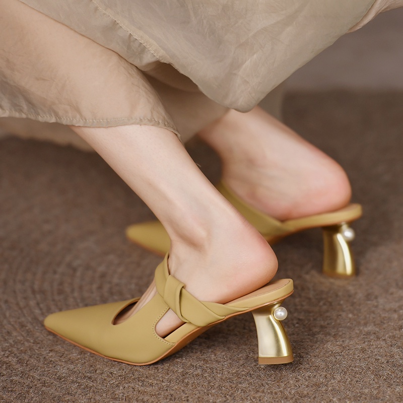 Giày Cao Gót Bít Mũi Phong Cách Pháp Thời Trang Mùa Hè 2022 Cho Nữ