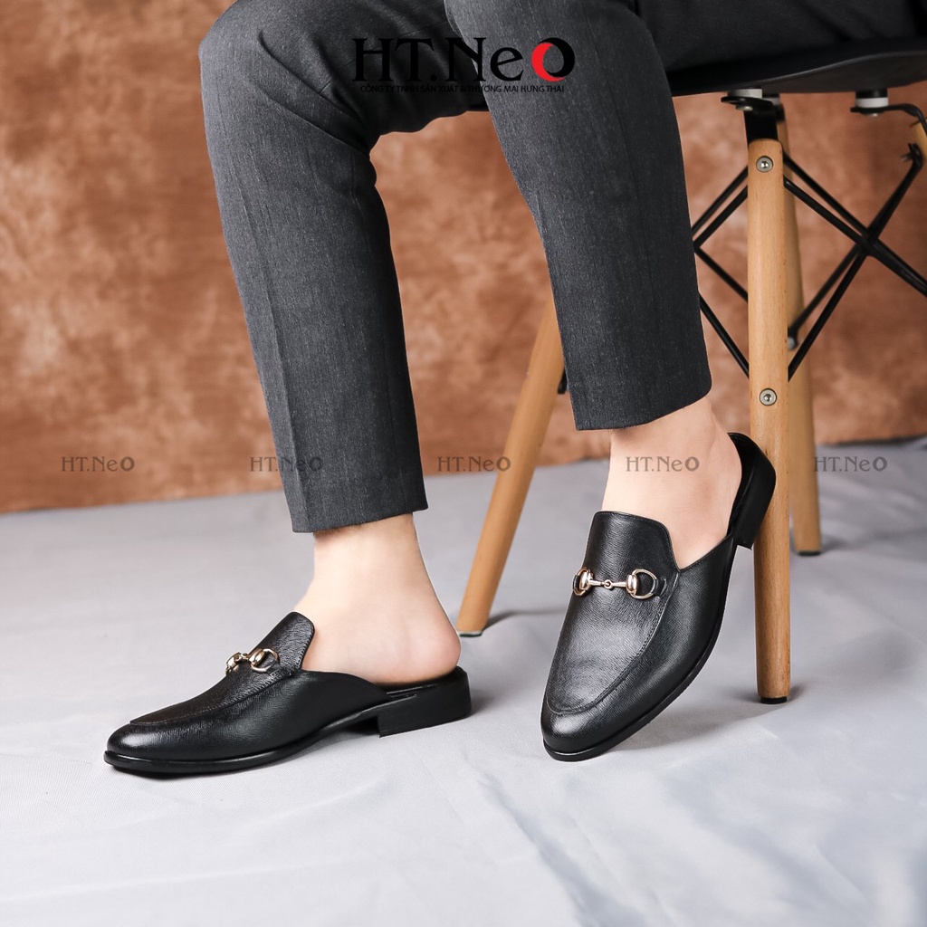 Giày sục nam - Giày mules nam HT.NEO quai kim loại cùng da bò thật tạo nến sự quý phái, thu hút và sang chảnh S003 | BigBuy360 - bigbuy360.vn