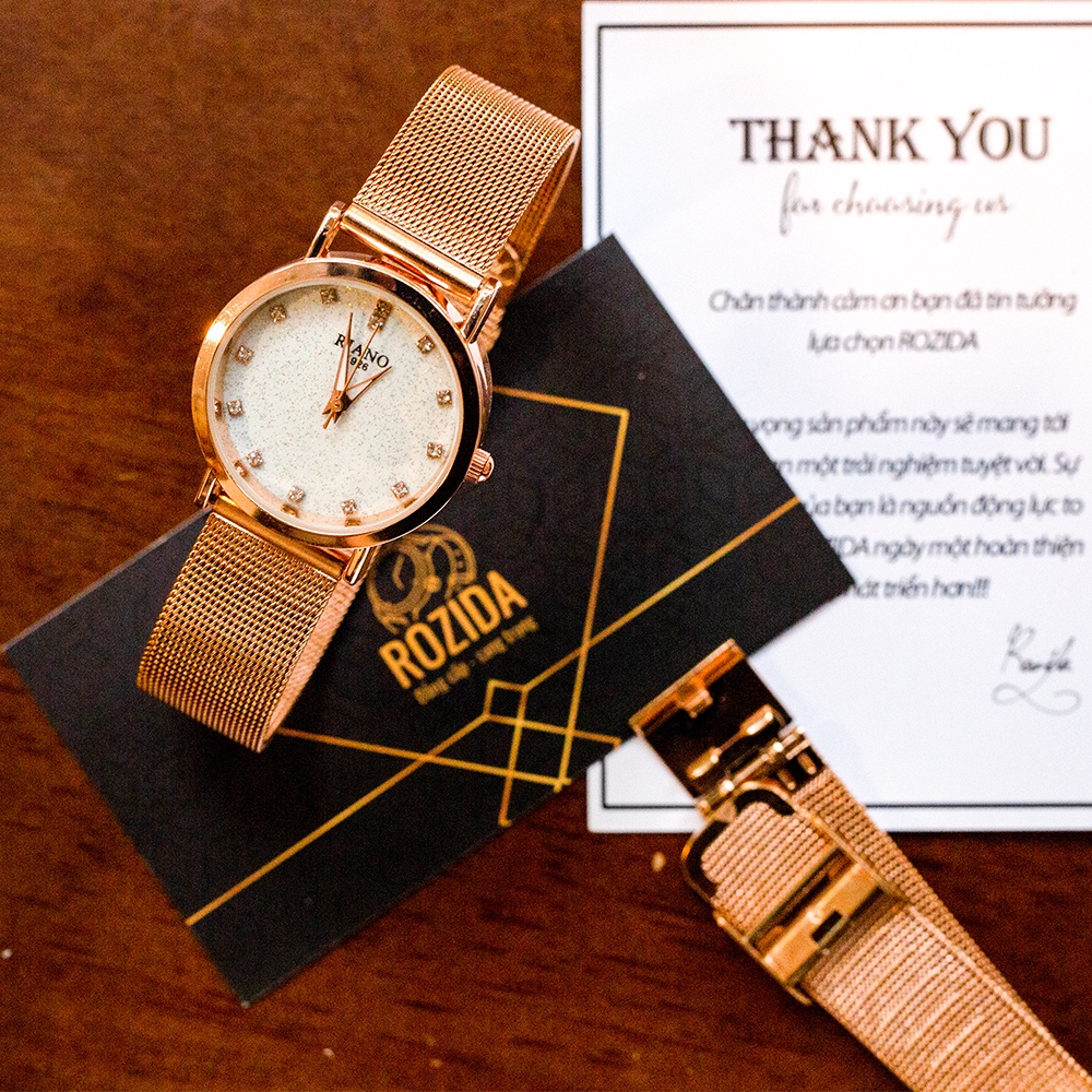 Đồng hồ nữ đẹp chính hãng mặt tròn nhỏ thời trang cao cấp cấp dây kim loại chống nước Rozida'1 DH12 | BigBuy360 - bigbuy360.vn