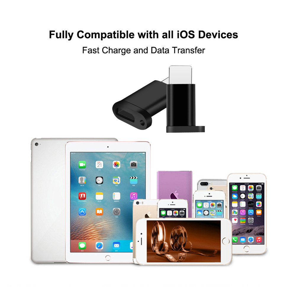 Đầu chuyển đổi cổng Micro USon bóng sang Lightning kèm móc khóa dành cho Iphonex Xs Xr 6 7plus