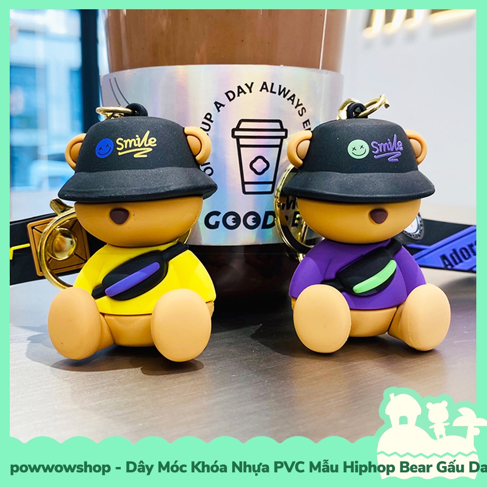 [Sẵn VN - Hỏa Tốc] Dây Móc Khóa Nhựa PVC Mẫu Gấu Bear Hiphop Dancer