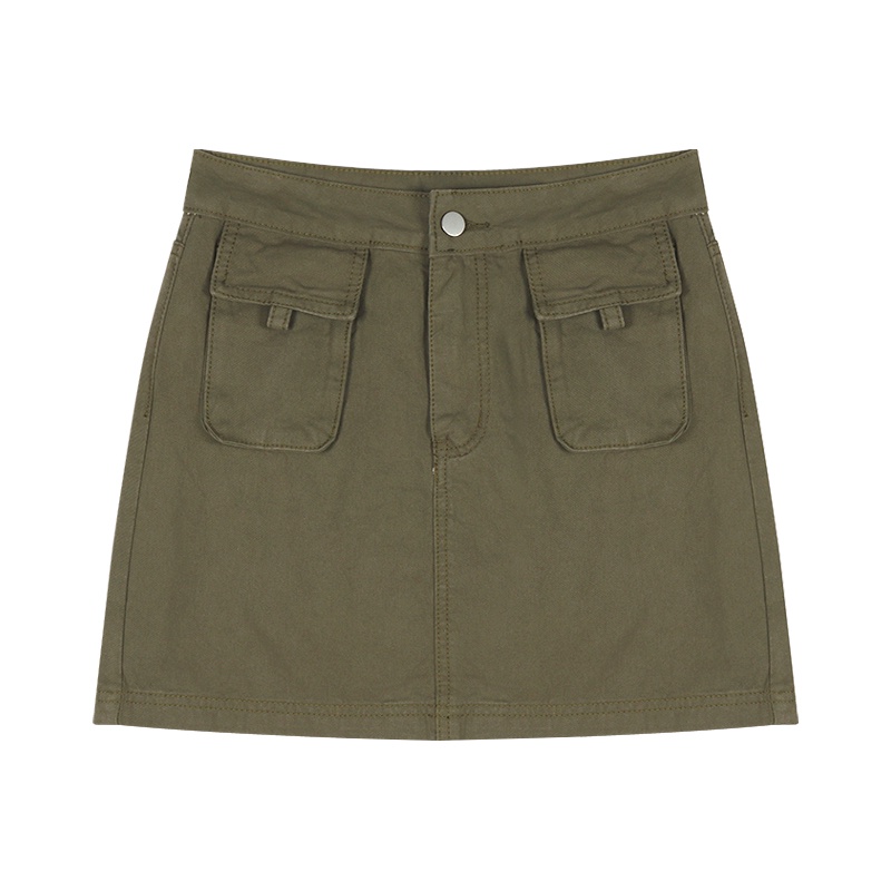 QADCOL Set Áo Thun Ngắn Tay Cổ Tròn + Chân Váy Jeans Chữ A Thời Trang Nữ Mới