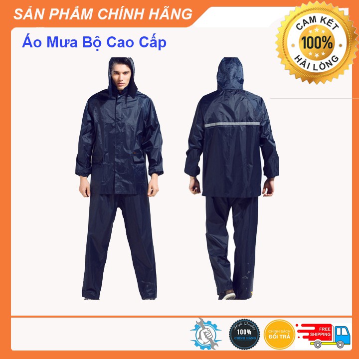 Áo Mưa Bộ Nam Nữ Cao Cấp Vải Dù Chống Thấm Có Phản Quang