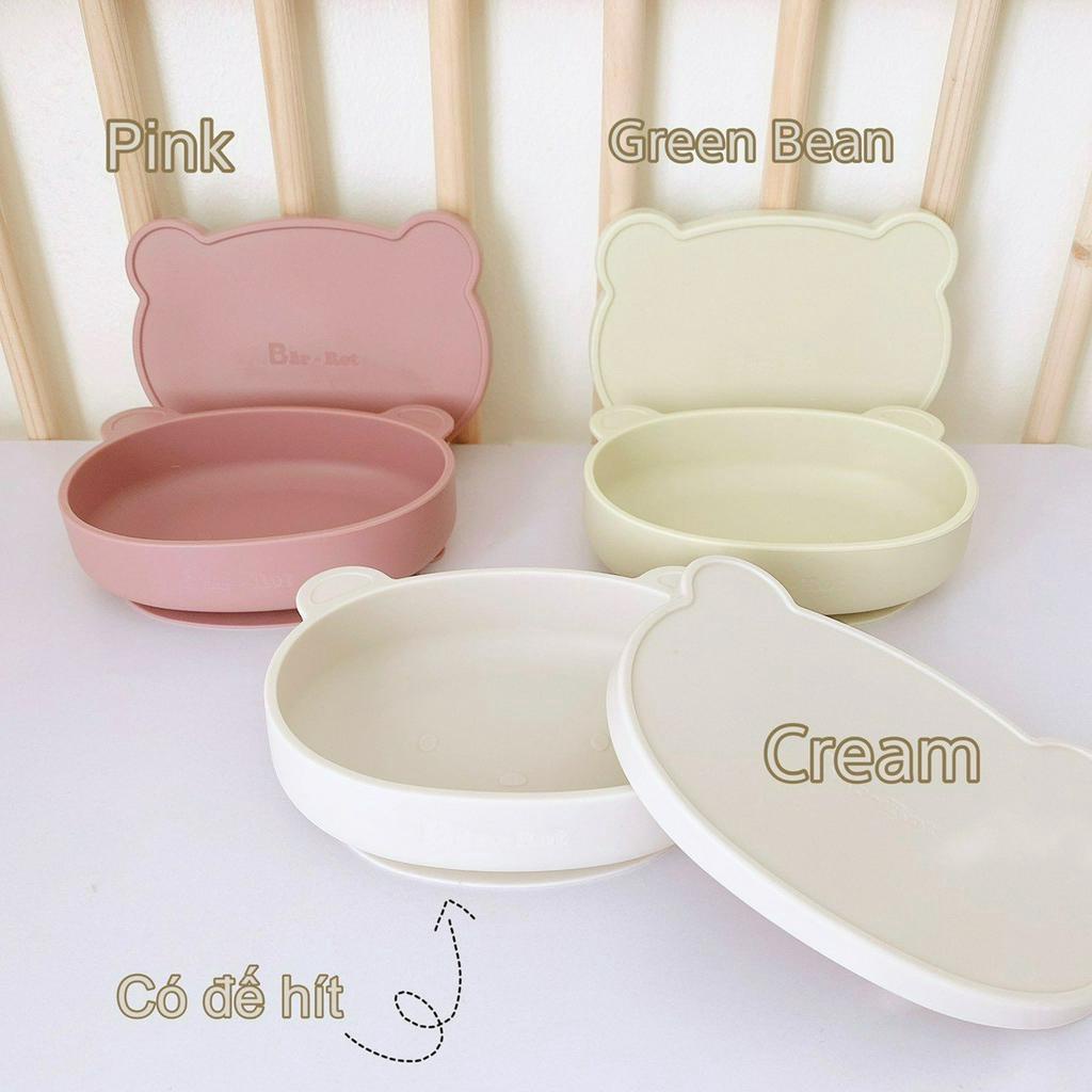 Đĩa gấu có nắp Bar-rot, đĩa gấu Silicone chịu nhiệt, có đế hít bám sàn-Doowa