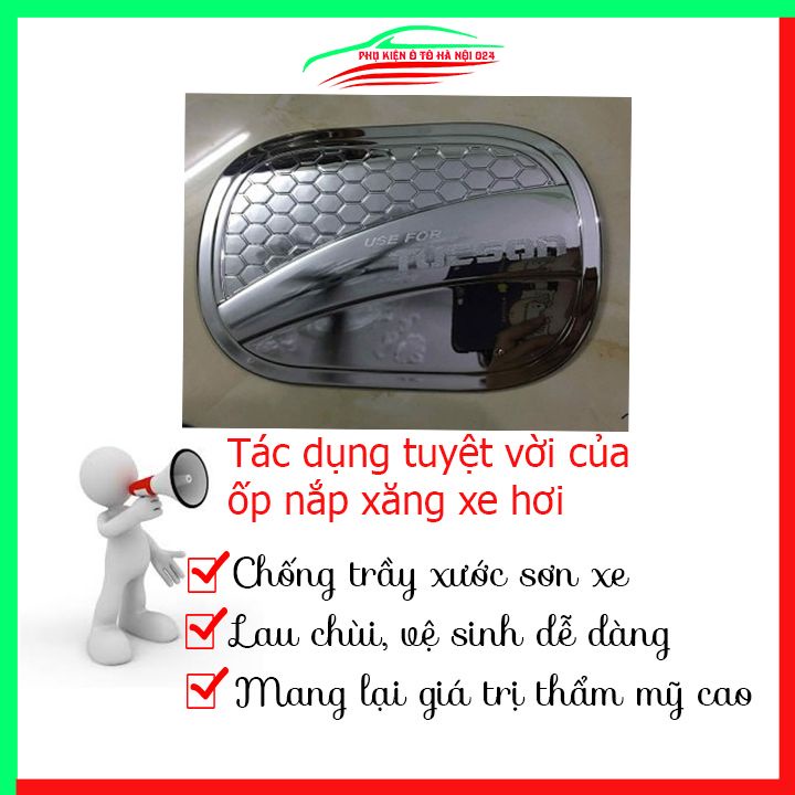 Ốp nắp xăng Tucson 2016-2021 mạ crom bảo vệ chống trầy trang trí ô tô
