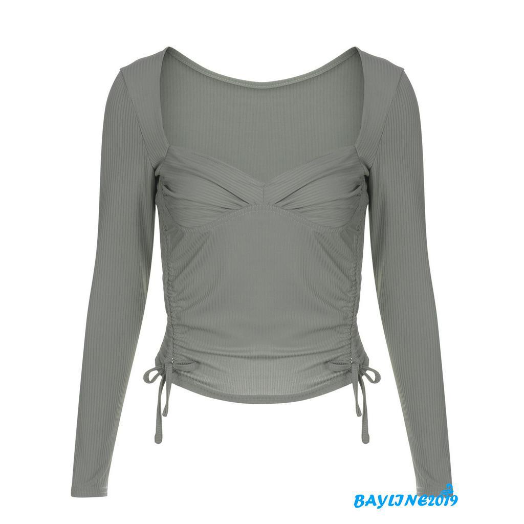 Áo Thun Nữ Tay Dài Cổ Khoét Sâu Gợi Cảm