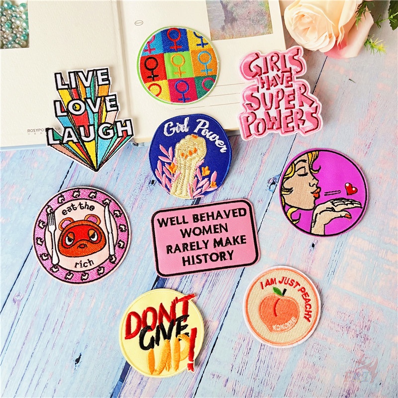 ☸ Sticker Ủi Thêu Hình Chữ Tiếng Anh Độc Đáo ☸ 1 Sticker Ủi Thêu Hình Huy Hiệu