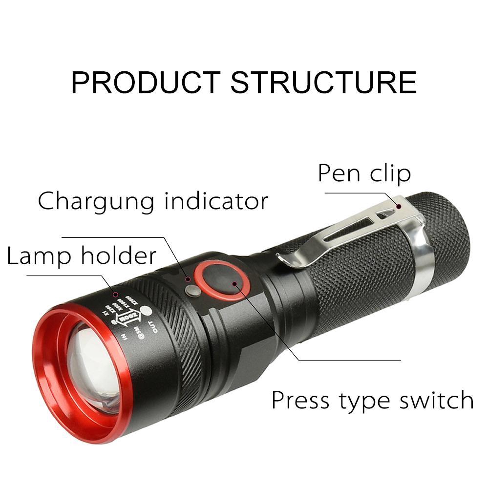 Đèn pin LED T6 5000lm sạc USB 18650 chất lượng tốt