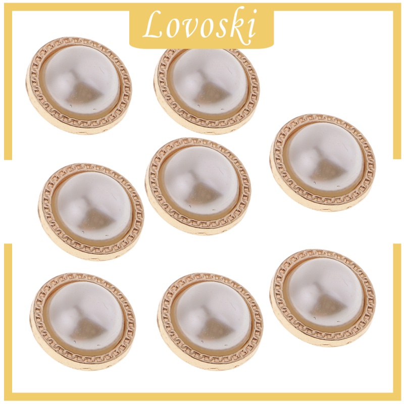 Bộ 8 Nút Áo Tròn Bằng Nhựa Đính Ngọc Trai Giả