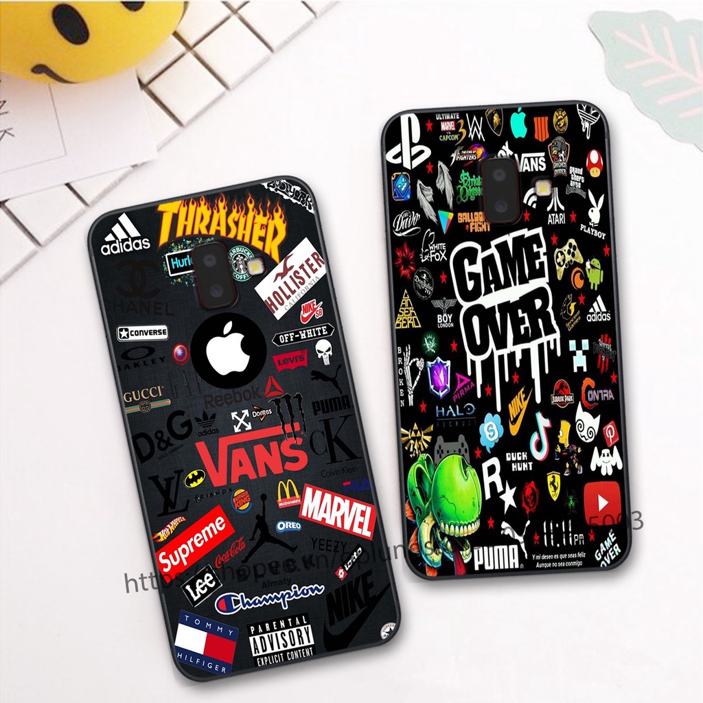 Ốp lưng và cường lực Samsung J6 2018 / J6 Plus / J6+ in hình thương hiệu thời trang đa sắc cá tính.
