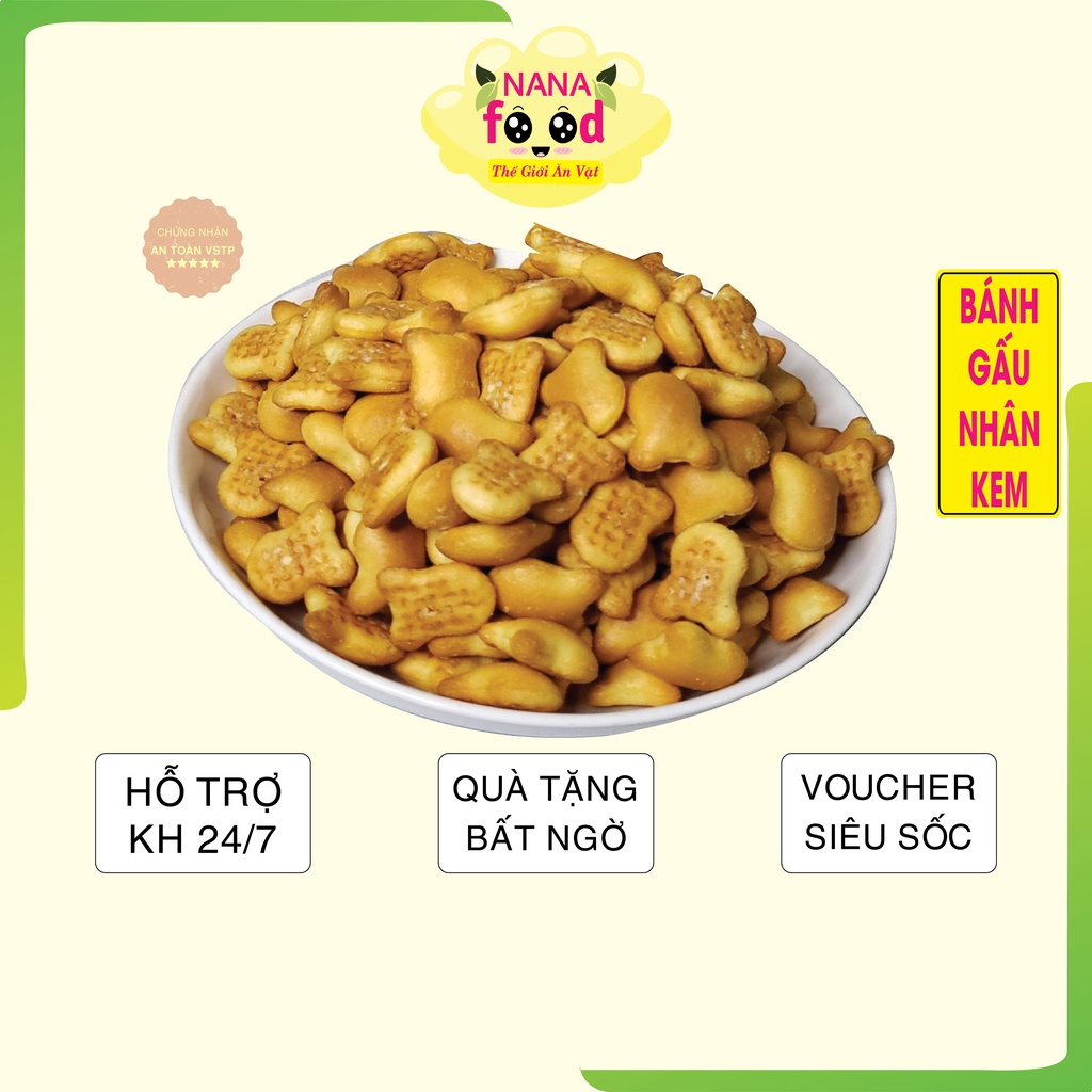 Bánh gấu, bánh gấu nhân kem sữa 250gr - 500gr NANAFOOD, đồ ăn vặt vừa rẻ vừa ngon