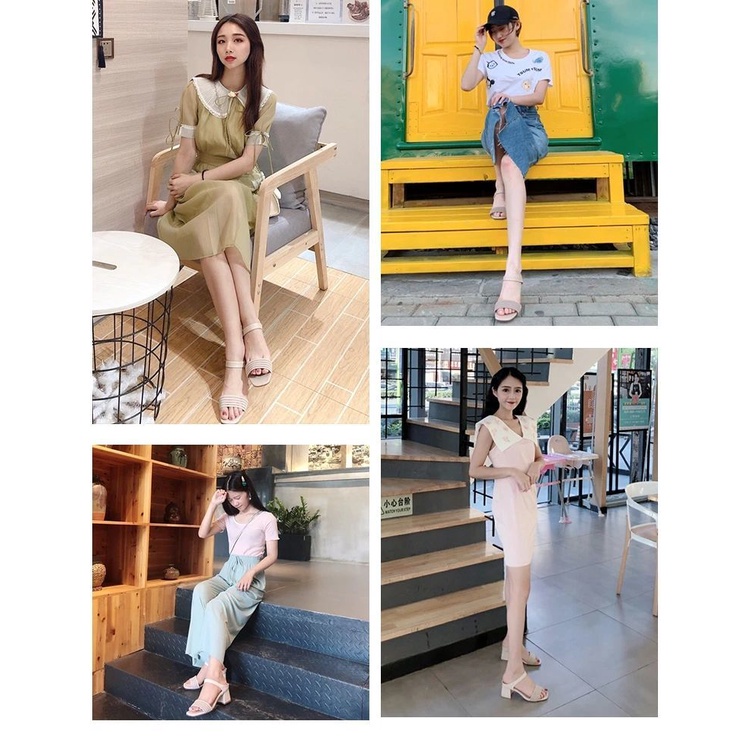 Dép Cao Gót Nữ 5 cm Thiết Kế Độc Đáo Dệt Trên CỬA HALEY STORE