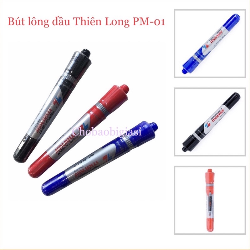 1 cây Bút lông dầu Thiên Long PM-09 có 3 màu xanh, đỏ, đen, hàng chính hãng, có mực bom thêm.