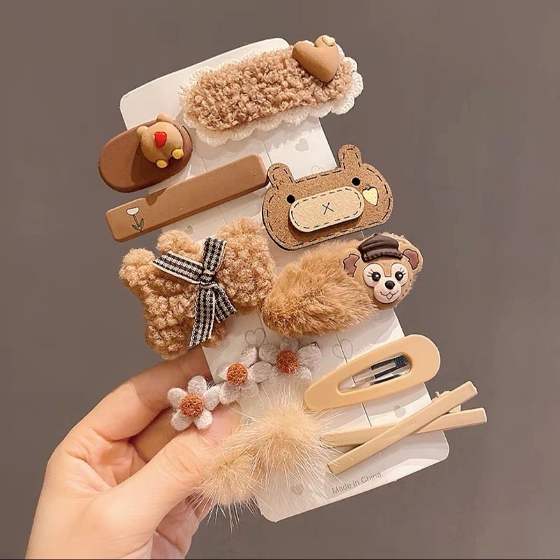 Kẹp tóc bằng vải bông họa tiết hoạt hình phong cách Hàn Quốc dễ thương