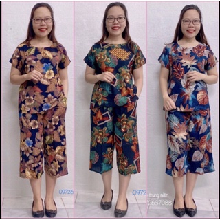 Bộ lanh trung niên cho mẹ - Bộ mặc nhà trung niên lanh ống sớ lửng cho người già người lớn tuổi