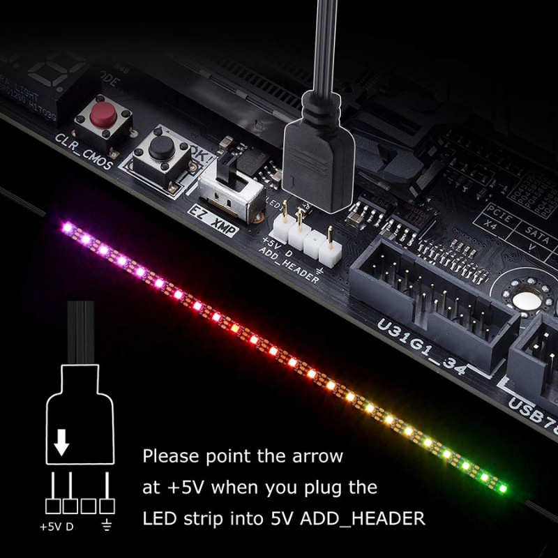 Dây led đồng bộ main 5V 3 pin ASUS Aura SYNC / MSI Mystic Sync / ASROCK Aura RGB / GIGABYTE RGB Fusion
