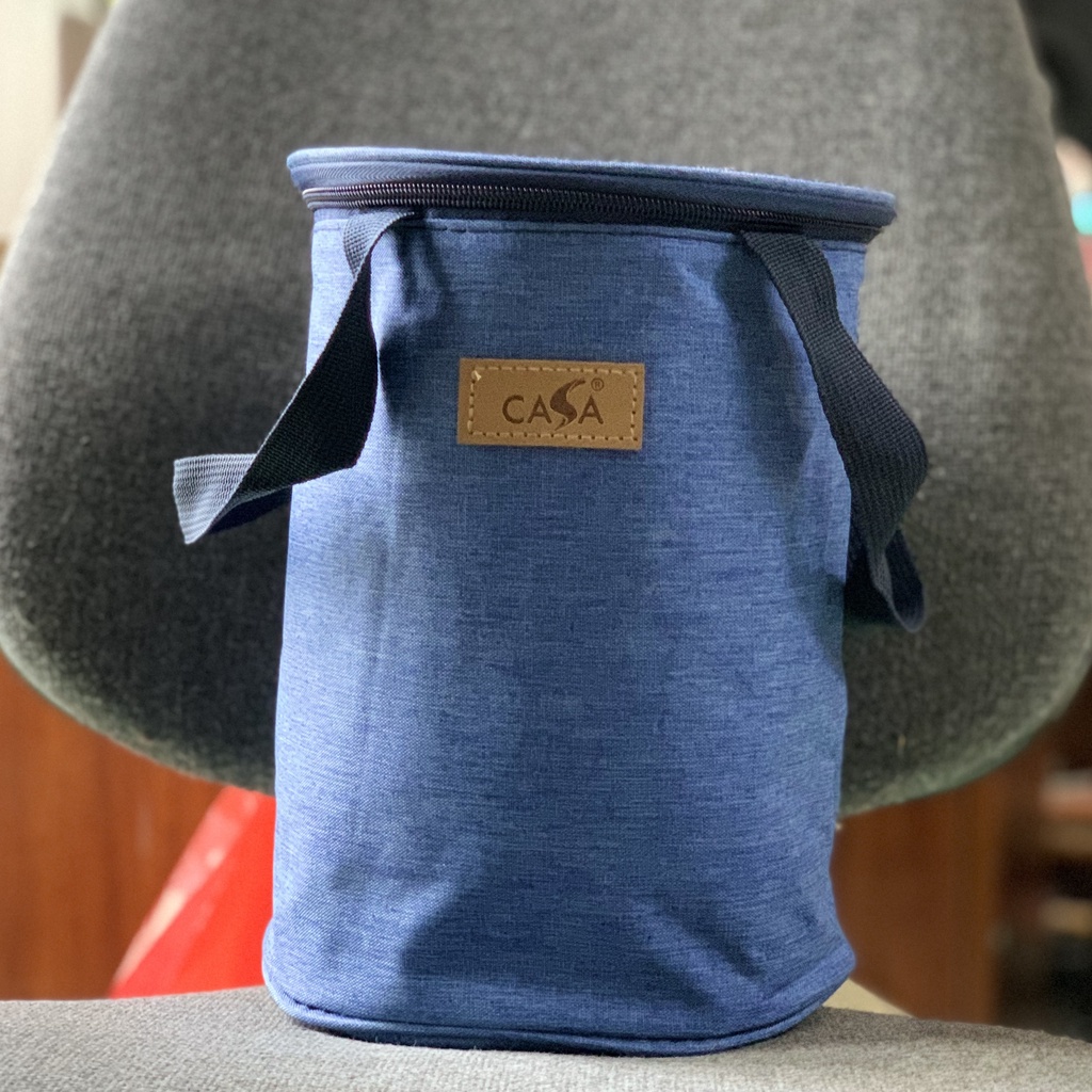 Túi đựng cơm tròn giữ nhiệt vải Oxford chống thấm, lót nhôm, kích thước đường kính x chiều cao: 17x23cm - YW