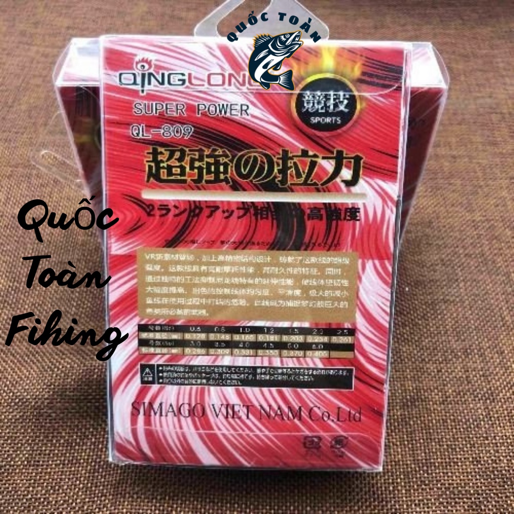 Dây câu cá, dây săn hàng, cước trục tàng hình  QINGLONG SUPER  150m siêu khỏe, siêu bền, siêu dai - Quốc Toàn fishing