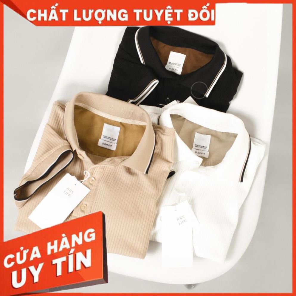 Áo Polo nam chất dệt kẻ vân nổi phối cổ áo thun tay ngắn cổ bẻ viền lịch lãm PL14 - Leo Vatino