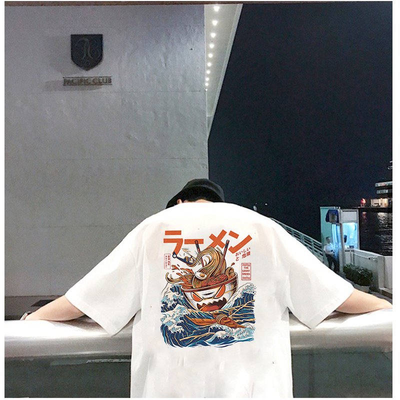 Áo phông nam nữ tay lỡ họa tiết quái vật biển vải dày mịn 2021T3159