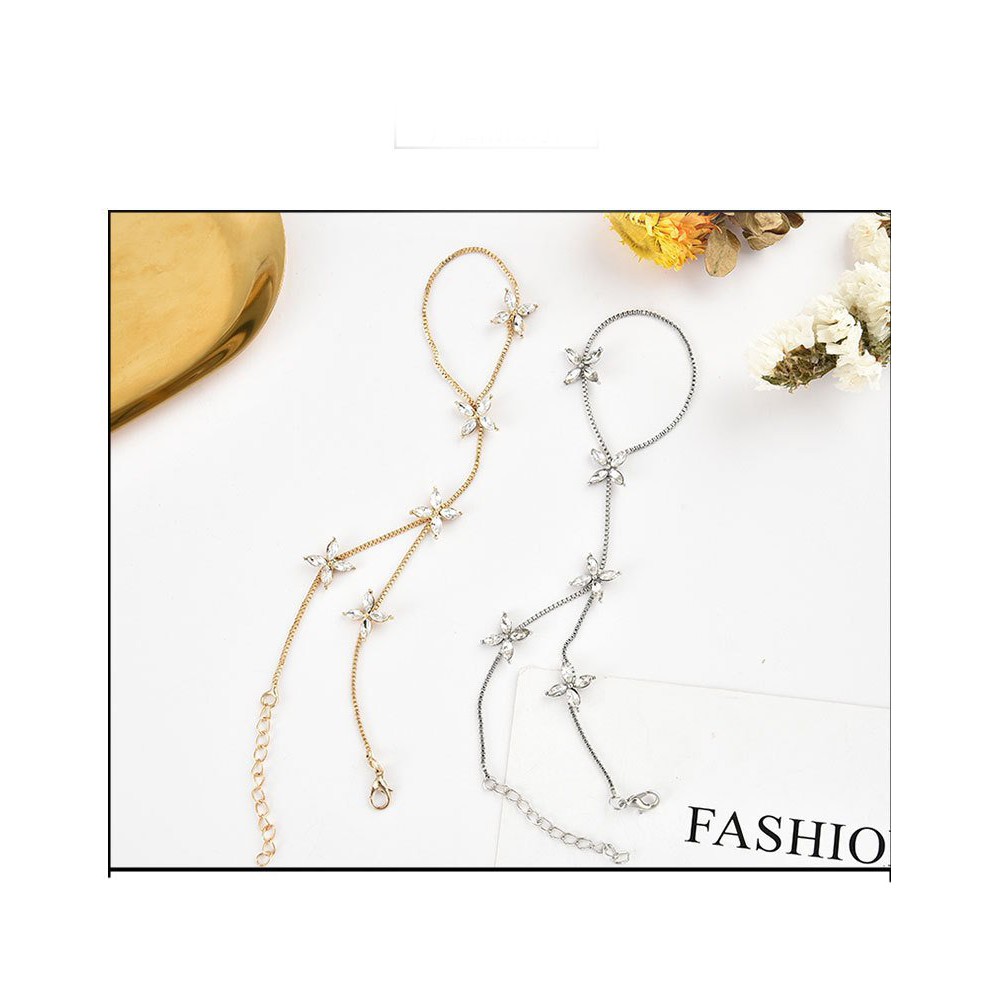 Vòng tay nối nhẫn đá mắt lấp lánh phụ kiện thời trang nữ xinh xắn cá tính xinh xắn