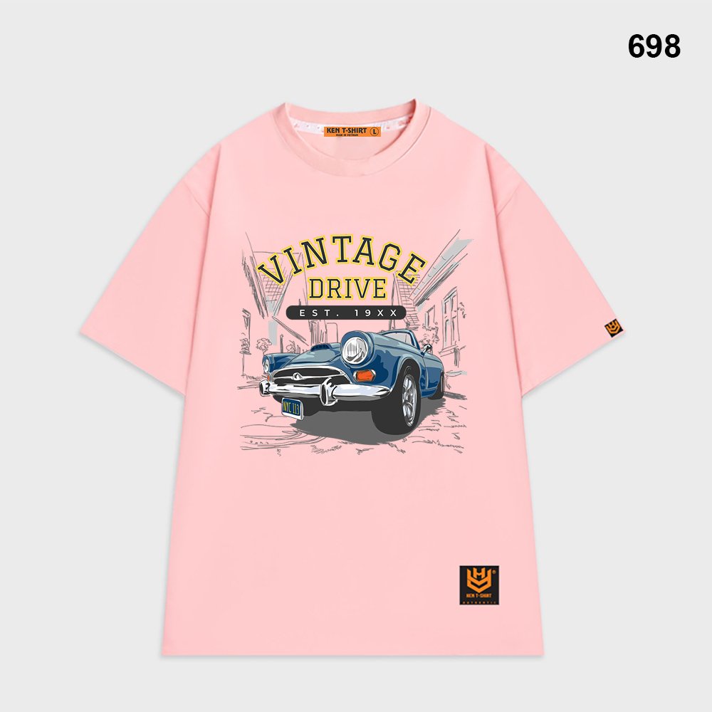 Áo thun form rộng Tay Lỡ Nam Nữ Xe Vintage Drive 698 HY KOREA