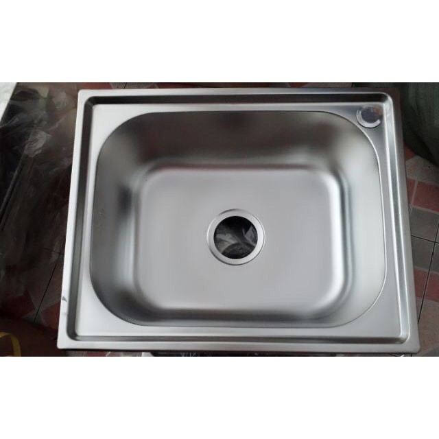 CHẬU RỬA CHÉN  ĐƠN  INOX  100% kèm bộ xi phông KT 60x45x23cm Công nghệ phun sơn tĩnh điện