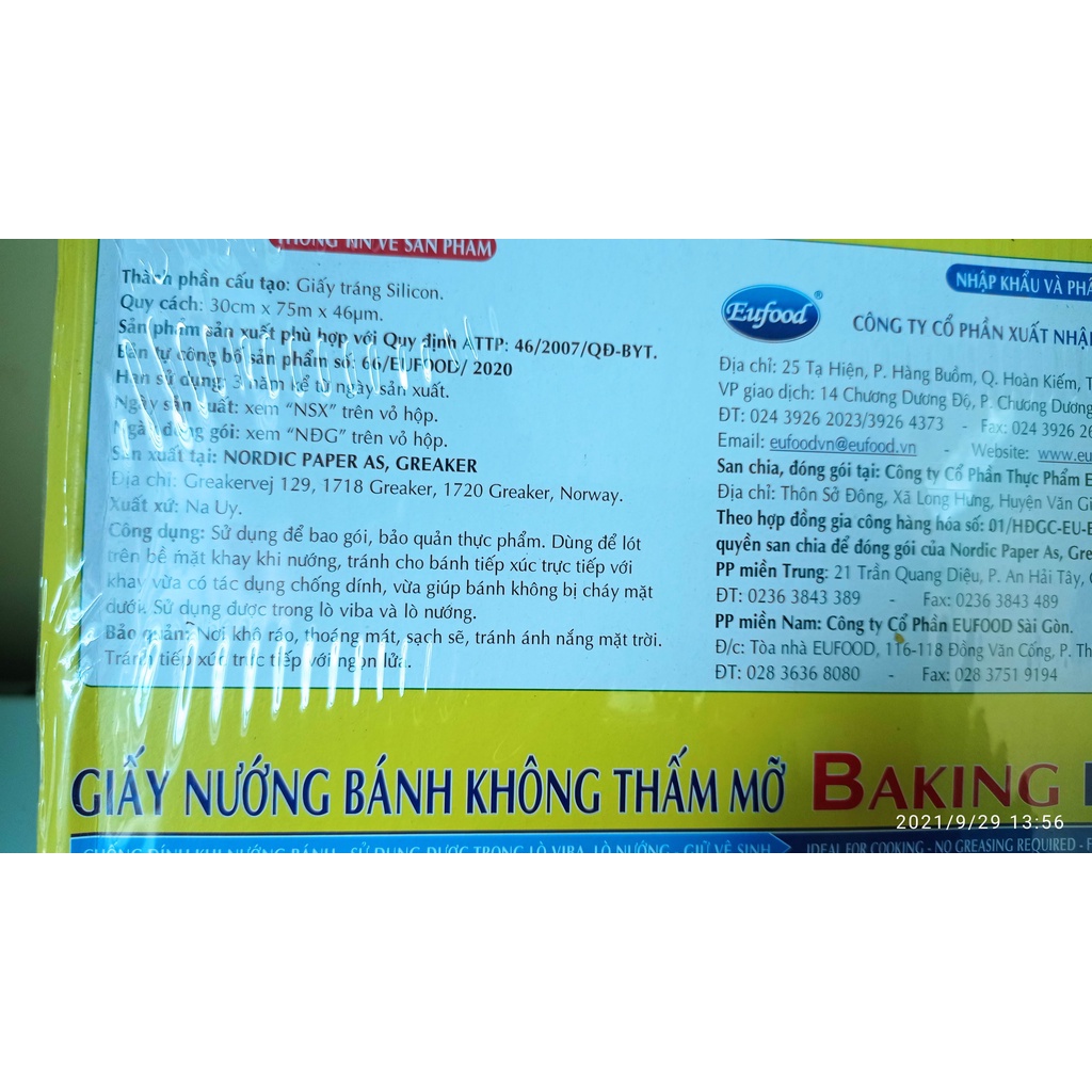 BAKING PAPER/Giấy nến chống dính loại cuộn 5M size 30cmx5m [EUFOOD]