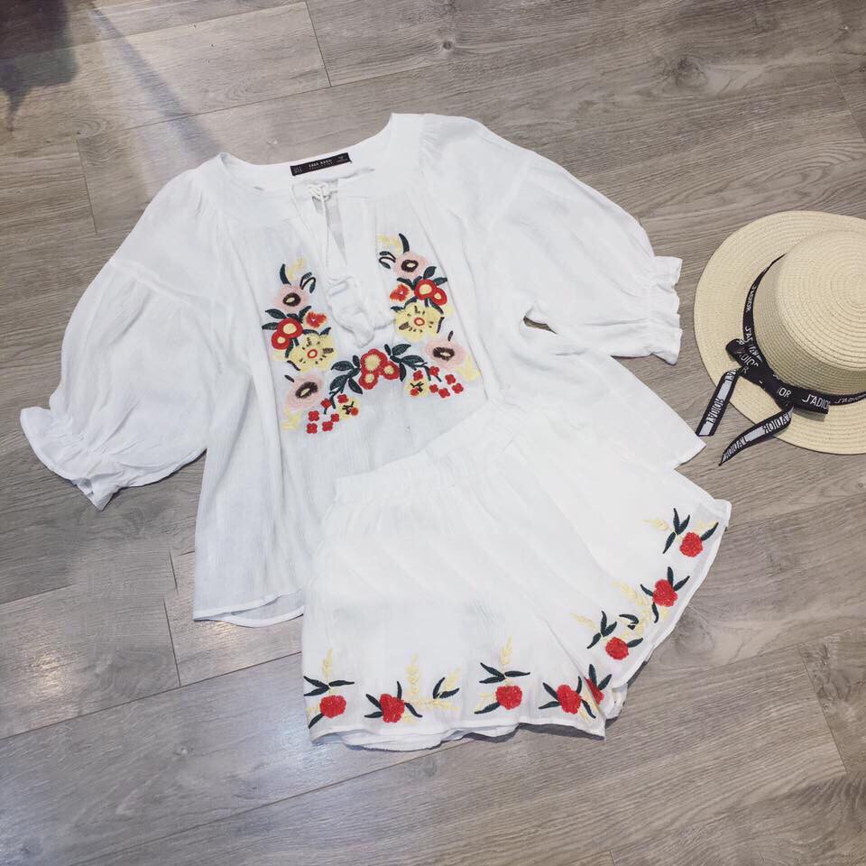 Bộ đũi thêu hoa nổi hotreend  )Kèm hình thật