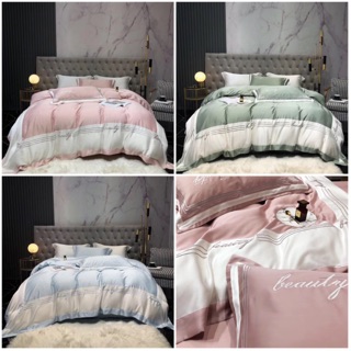 Bộ chăn ga gối lụa tencel beautiful 80s phối màu hiện đại / hàng cao cấp new 2020