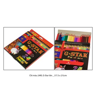 [MUA SỈ GIẢM 10%] Bút, viết chì tô màu 24 Màu, G-Star lớn (18 x 21)cm (1 hộp)