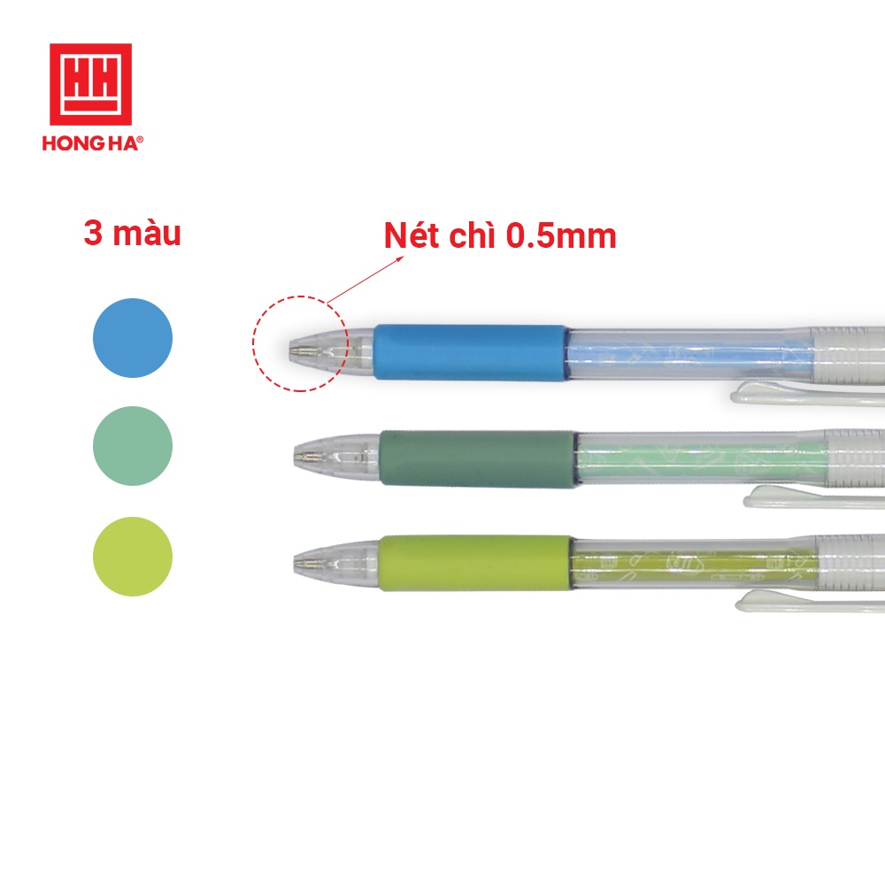 Bút chì kim bấm học sinh Hồng Hà - ngòi 0.5mm có đệm tay bảo vệ dùng cho học sinh - 3520