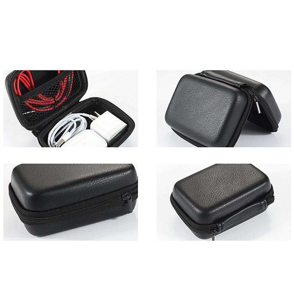 Hộp Đựng Tai Nghe / Tiền Xu / Dây Cáp USB Bọc Da PU Có Khóa Kéo Tiện Dụng