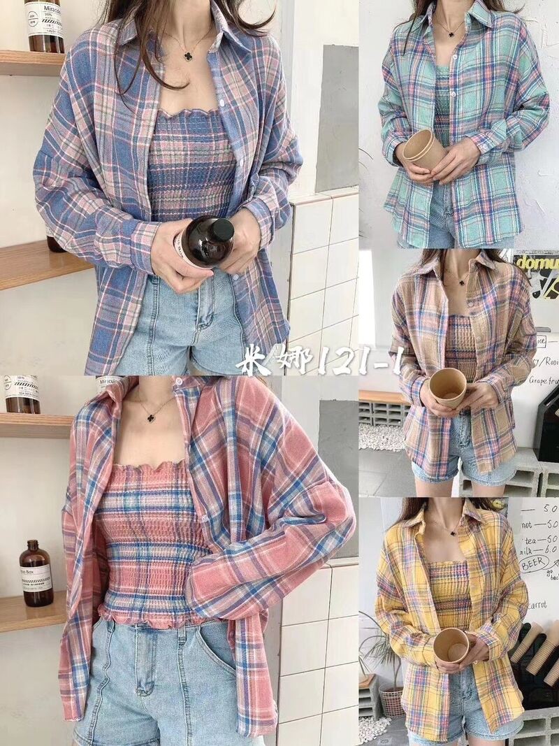 Áo sơ mi kẻ fom rộng unisex nhiều màu fom thụng