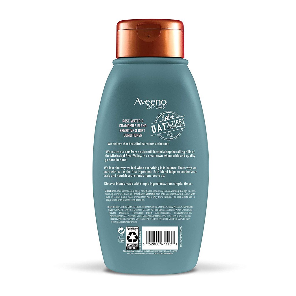 Dầu xả dành cho tóc dễ gãy rụng Aveeno Scalp Soothing Rose Water and Chamomile Blend Conditioner 345ml (Mỹ)