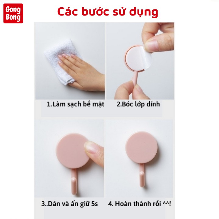 Móc treo đồ dán tường sáng tạo chịu lực siêu dính màu Macara nhẹ nhàng thanh nhã Gong Bong Store