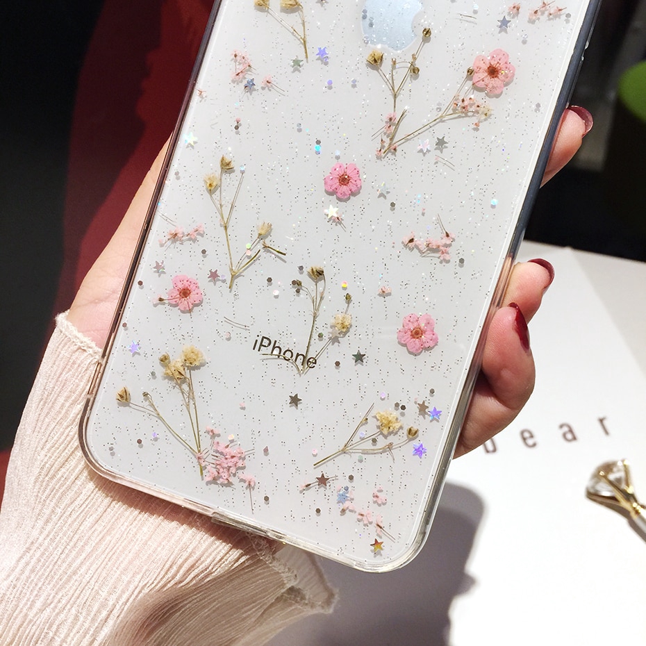 Ốp Điện Thoại Họa Tiết Hoa Khô Lấp Lánh Cho Samsung Galaxy S20 Plus S20 U1Ta S8 Plus S9 Plus S10 Plus Note 10 Plus A10 A20 A40 A50 A71 A51 A71