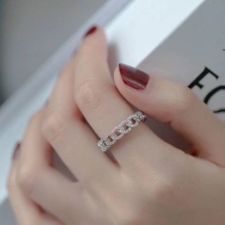 Nhẫn Mở Phối Dây Xích Dạng Xoắn Lấp Lánh Sang Trọng Cho Nữ