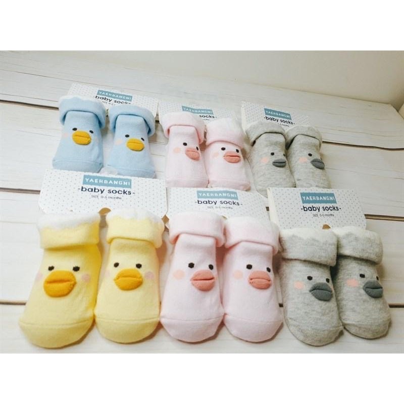 Set 3 đôi vớ tất vịt thun Cotton Có Chống Trượt Xinh xắn cho bé ( trẻ sơ sinh 0-6m )