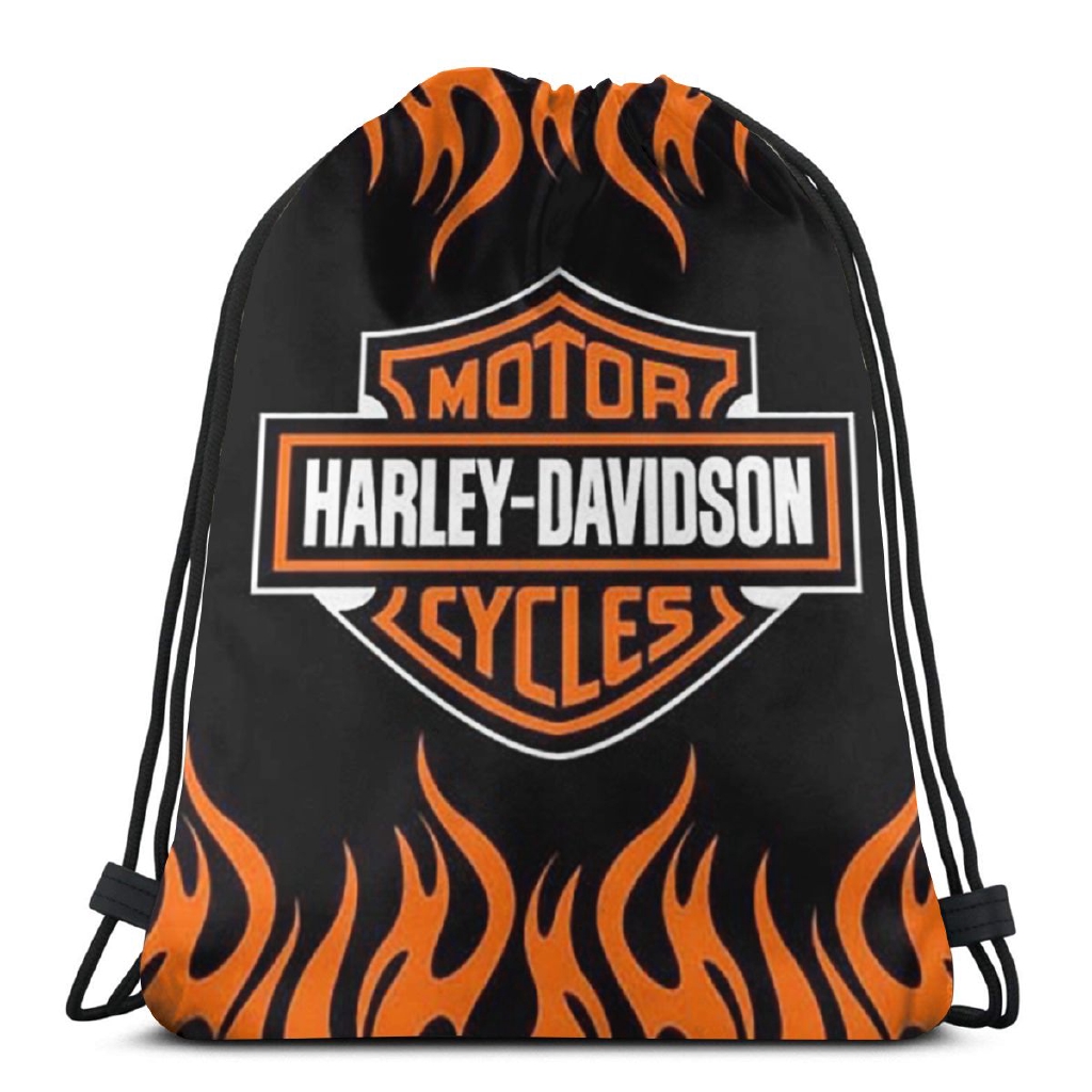 Harley Davidson Xe Máy Ngọn Lửa Dây Rút Túi Nhẹ Ba Lô Thể Thao Bảo Quản Túi Polyester Đi Bộ Đường Dài Tập Yoga Tập Gym Du Lịch Bơi