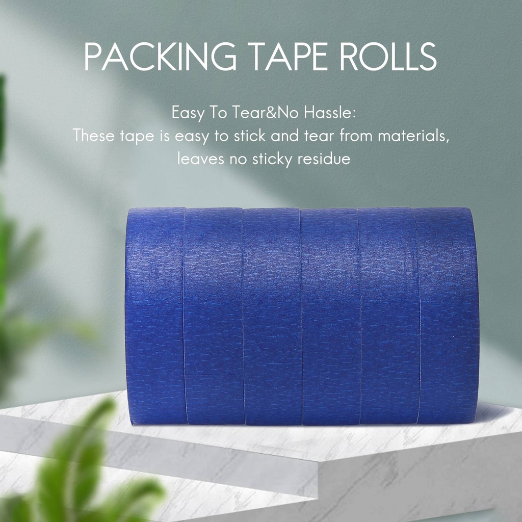 Blue Painters Tape Masking Tape 1 Inch, DIY or Professional Painter (6 Pack,22Yard Per Roll)