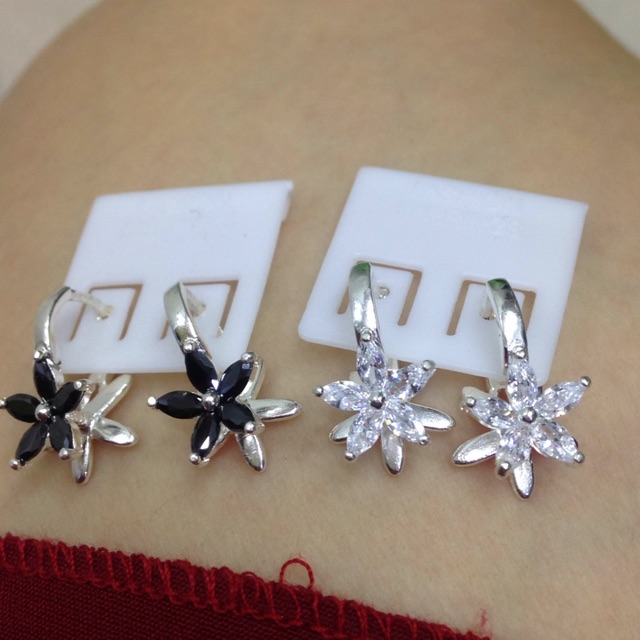 Bông tai treo hoa kẹp bạc ta